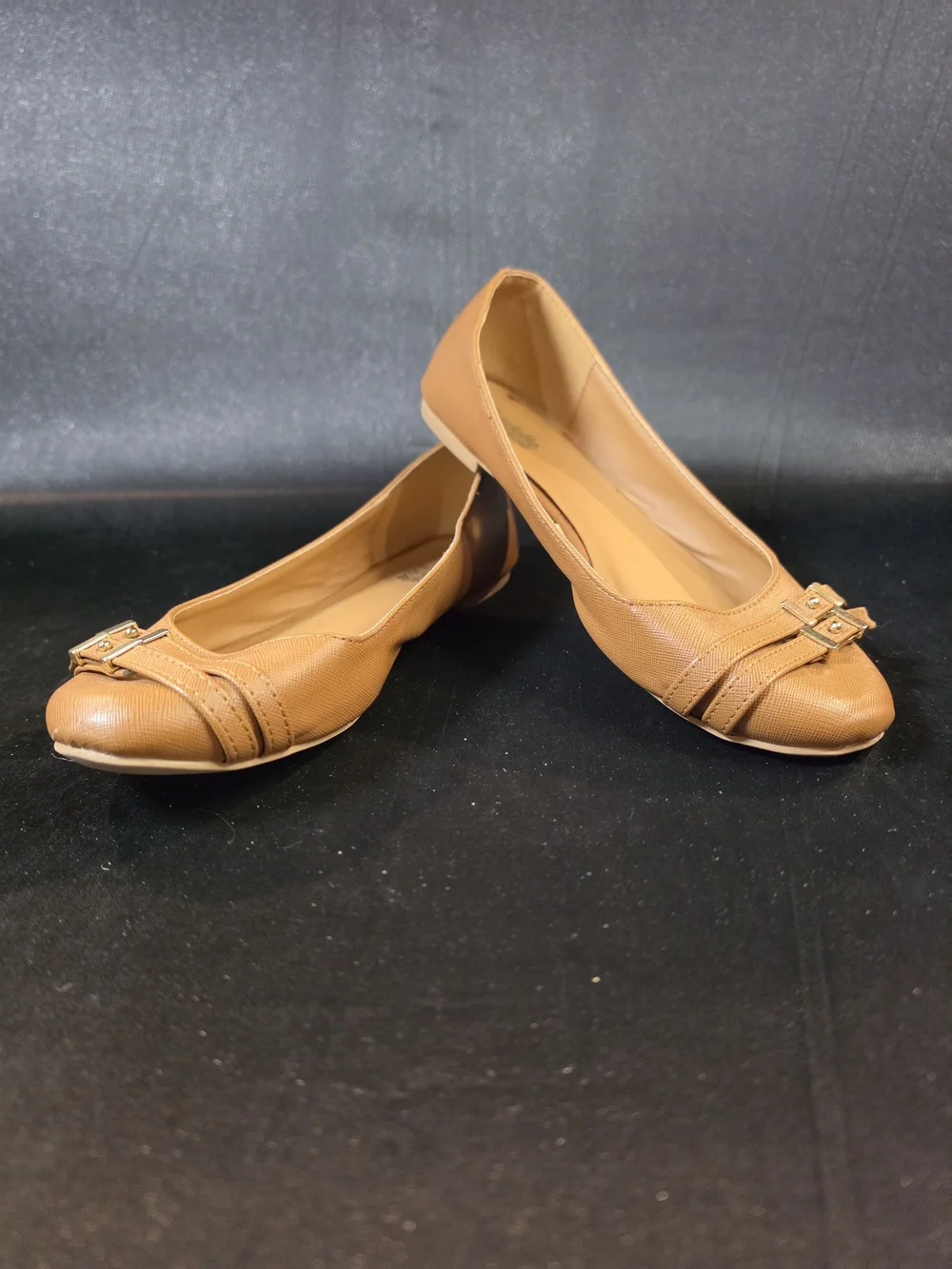 Charlotte Russe Women's Brown Ballet Flats Size 8 Tan Faux Leather Slip On